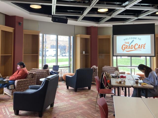 Students studying in the Alonso Family Room
